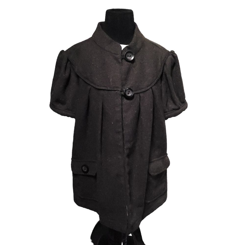 Nick and Mo Anthropologie Black Wool Tweed Multi Fleck Baby Doll Blazer Medium